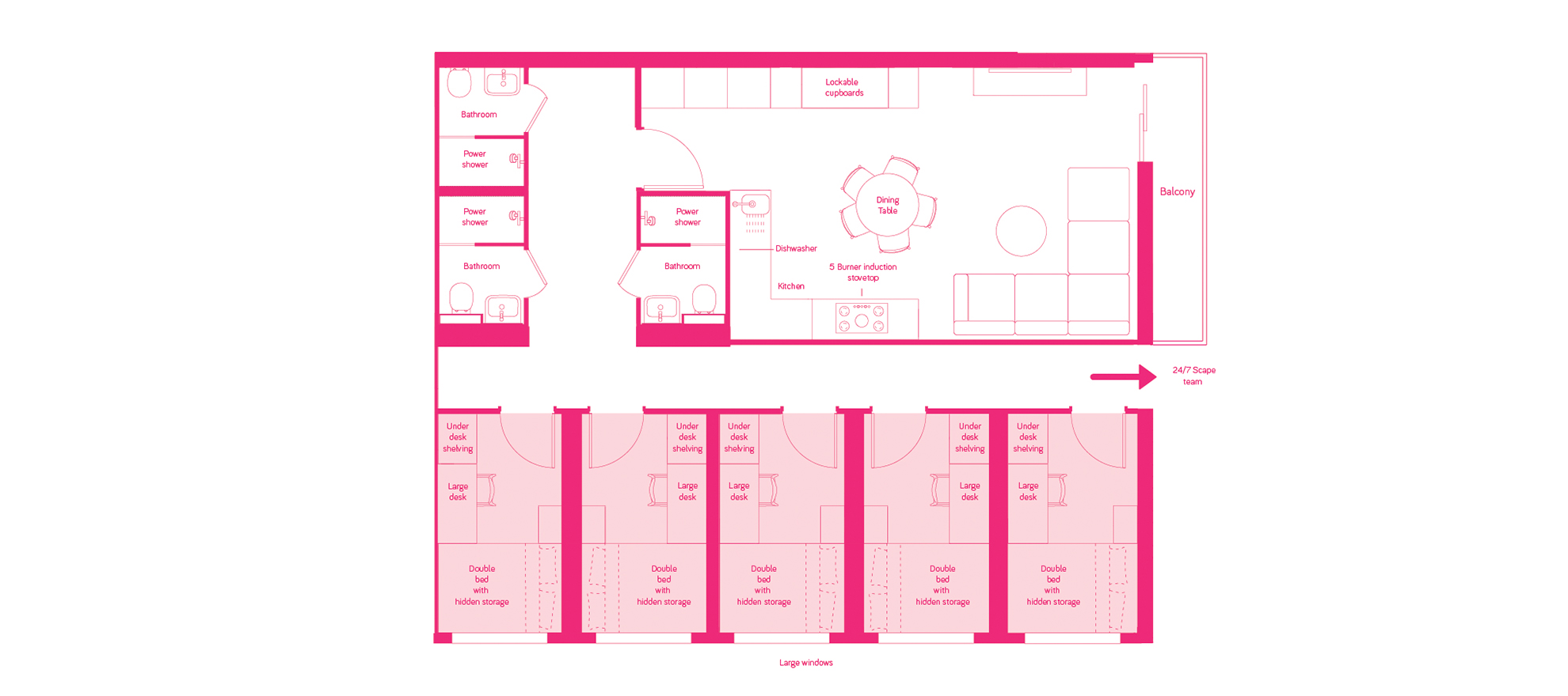 Double Bed, 5 Bed Apartment - Scape Toowong - Gallery - 2