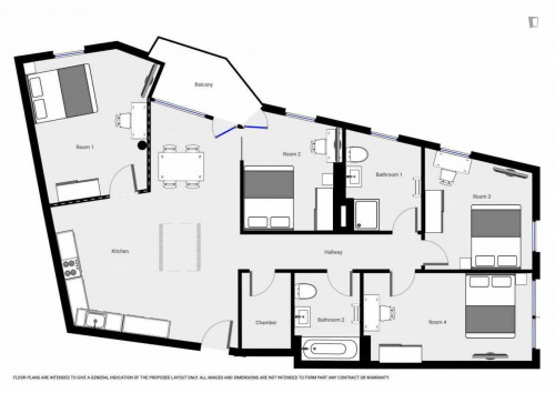 Ample single bedroom in a 4-bedroom apartment in Sendling-Westpark